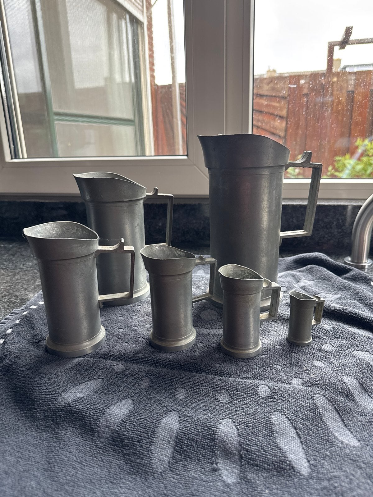 Set van 7 antieke tinnen kannen/mokken, Antiek en Kunst, Ophalen of Verzenden