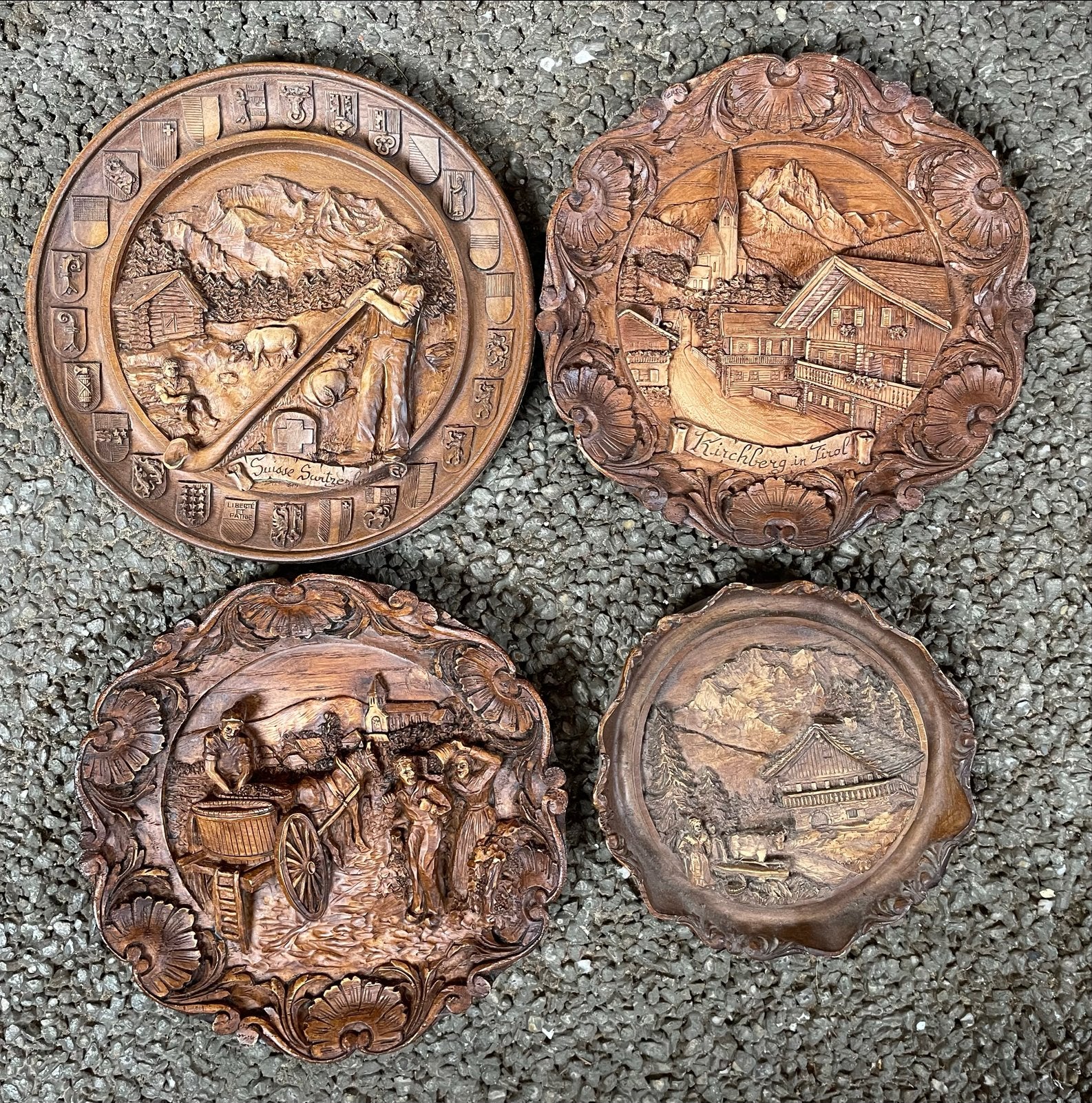 Vintage Houten Wandborden Alpenstijl - Set van 4, Ophalen of Verzenden