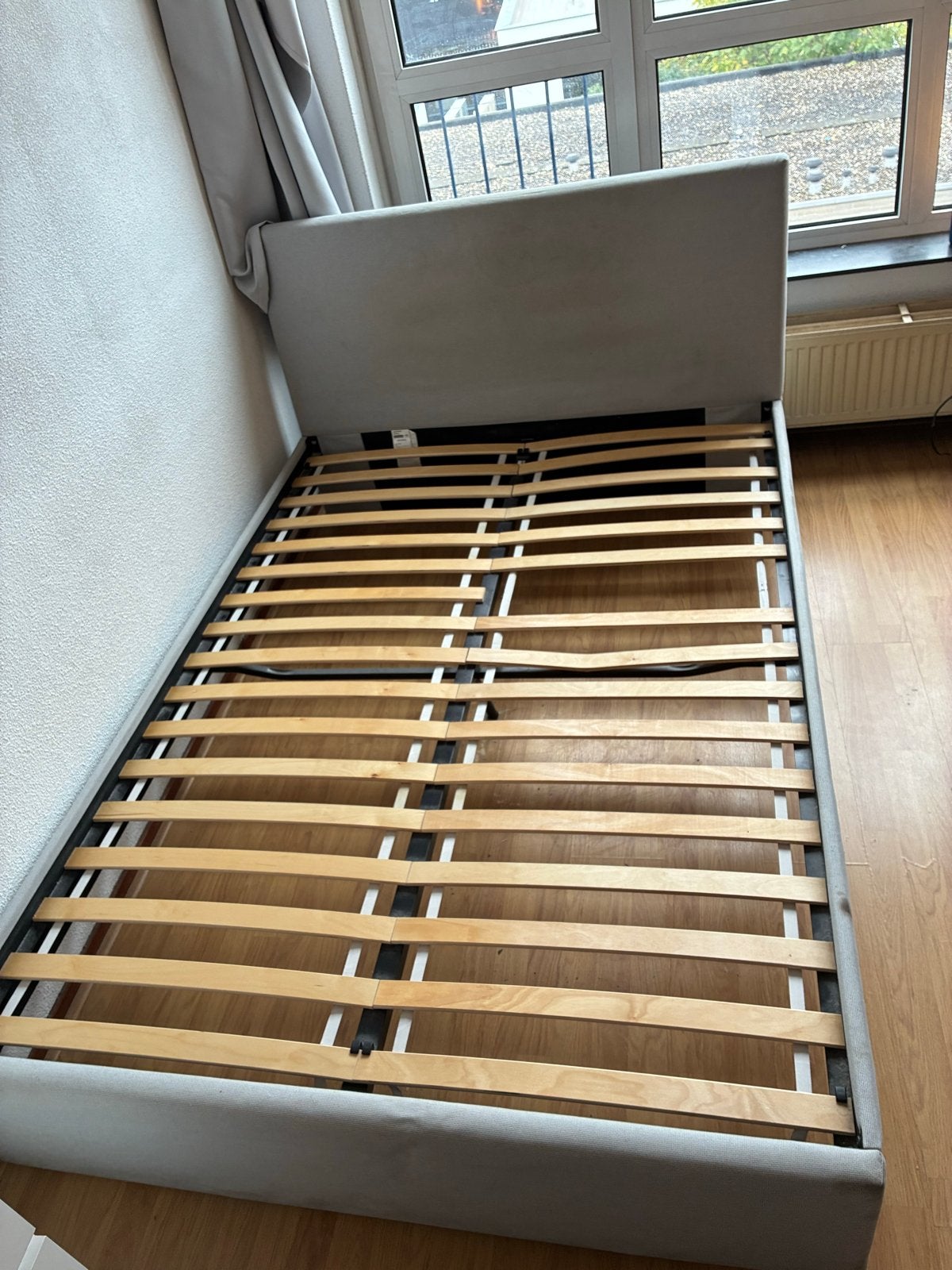 Gratis IKEA bedframe “Gladstad” met lattenbodem, Ophalen, Gebruikt, Tweepersoons, 140 cm