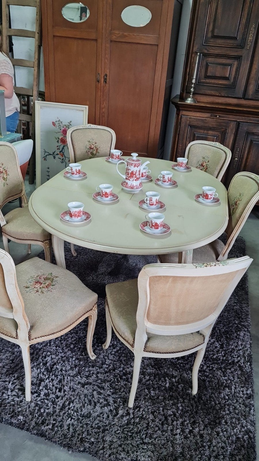 antiek eethoek met 6 stuks stoelen licht beschadigd, Ophalen of Verzenden