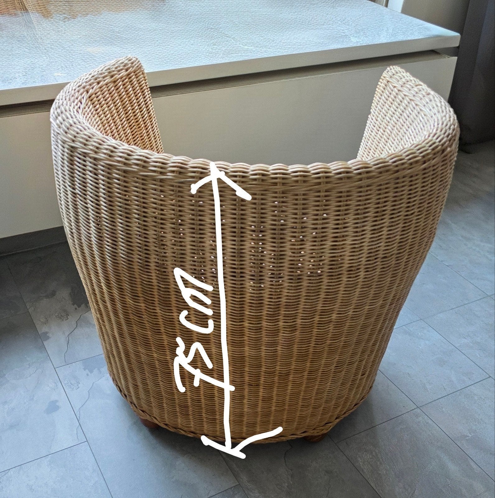 Rotan fauteuil met kussen, Ophalen, Gebruikt, Overige kleuren, Riet of Rotan