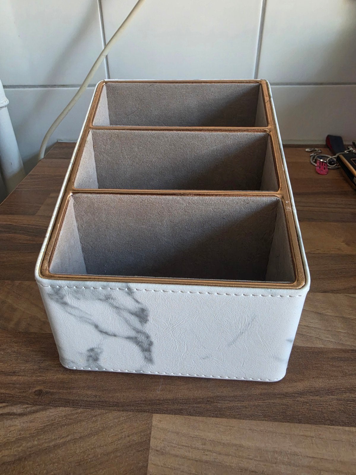 Bureau organizer marmerlook wit/grijs met goud accent, Kunststof, Ophalen of Verzenden, Zo goed als nieuw, Modern