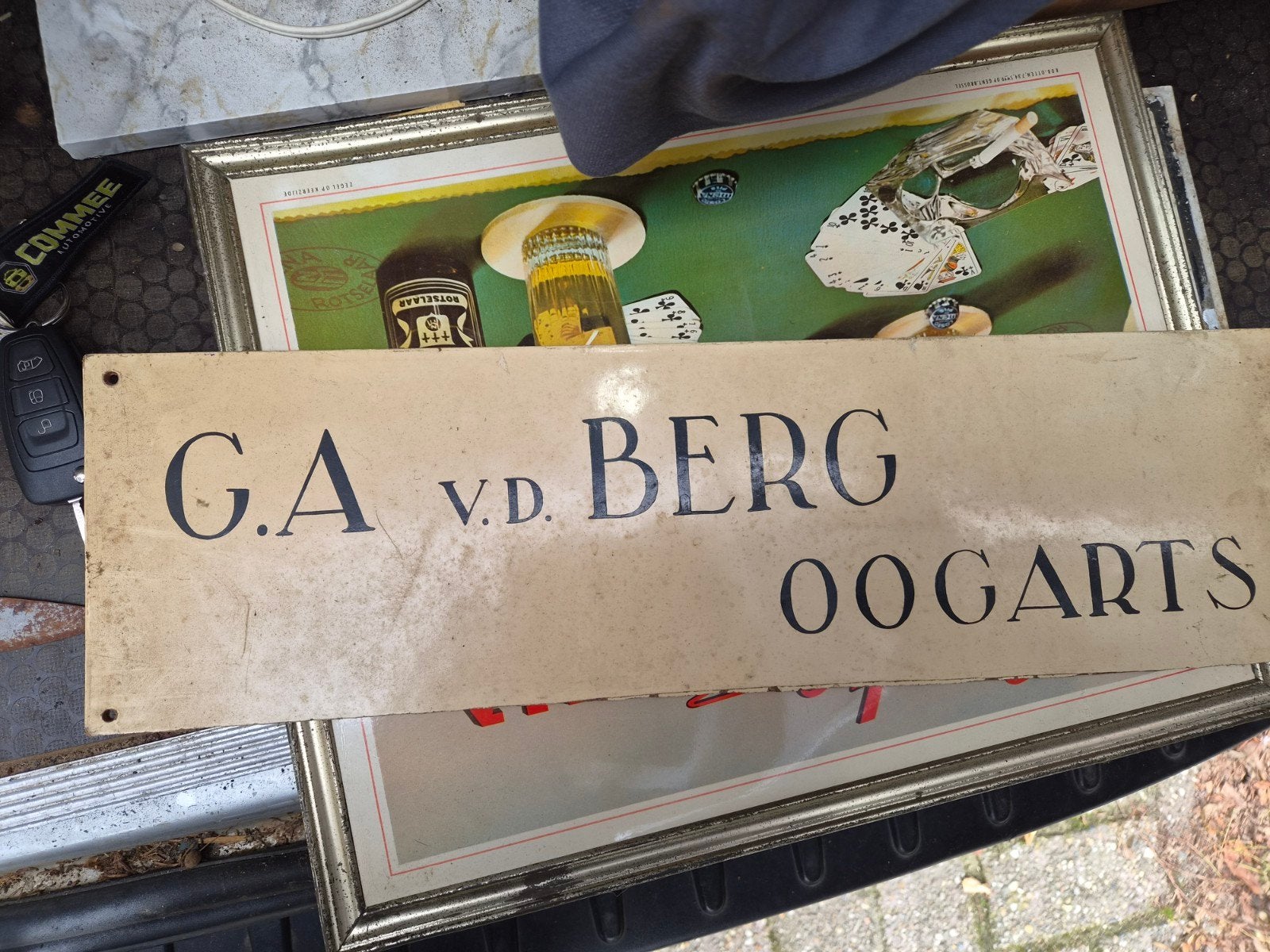 hardboard naambord oogarts G.A v.d Berg, Gebruikt, Overige typen, Ophalen of Verzenden, Nvt