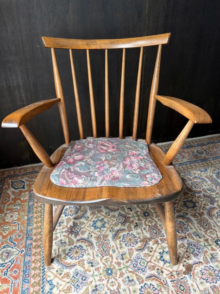 Vintage houten Windsor stoel met armleuningen, Ophalen