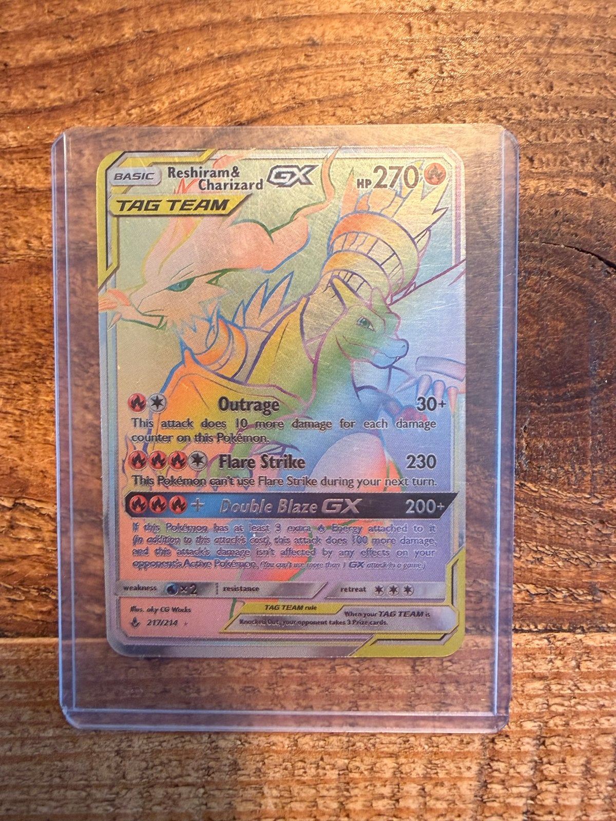 Pokémon Reshiram & Charizard GX TAG TEAM Rainbow Rare, Ophalen of Verzenden, Nieuw, Losse kaart, Foil
