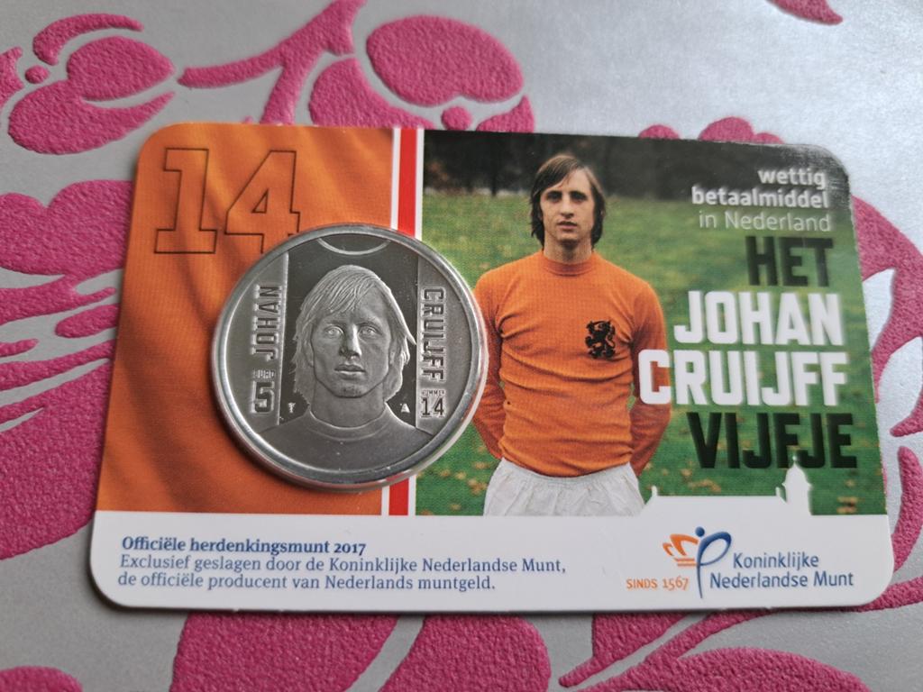 5 euro coincard Nederland 2017 Johan Cruijff Vijfje, Ophalen of Verzenden, Overige landen, 5 euro