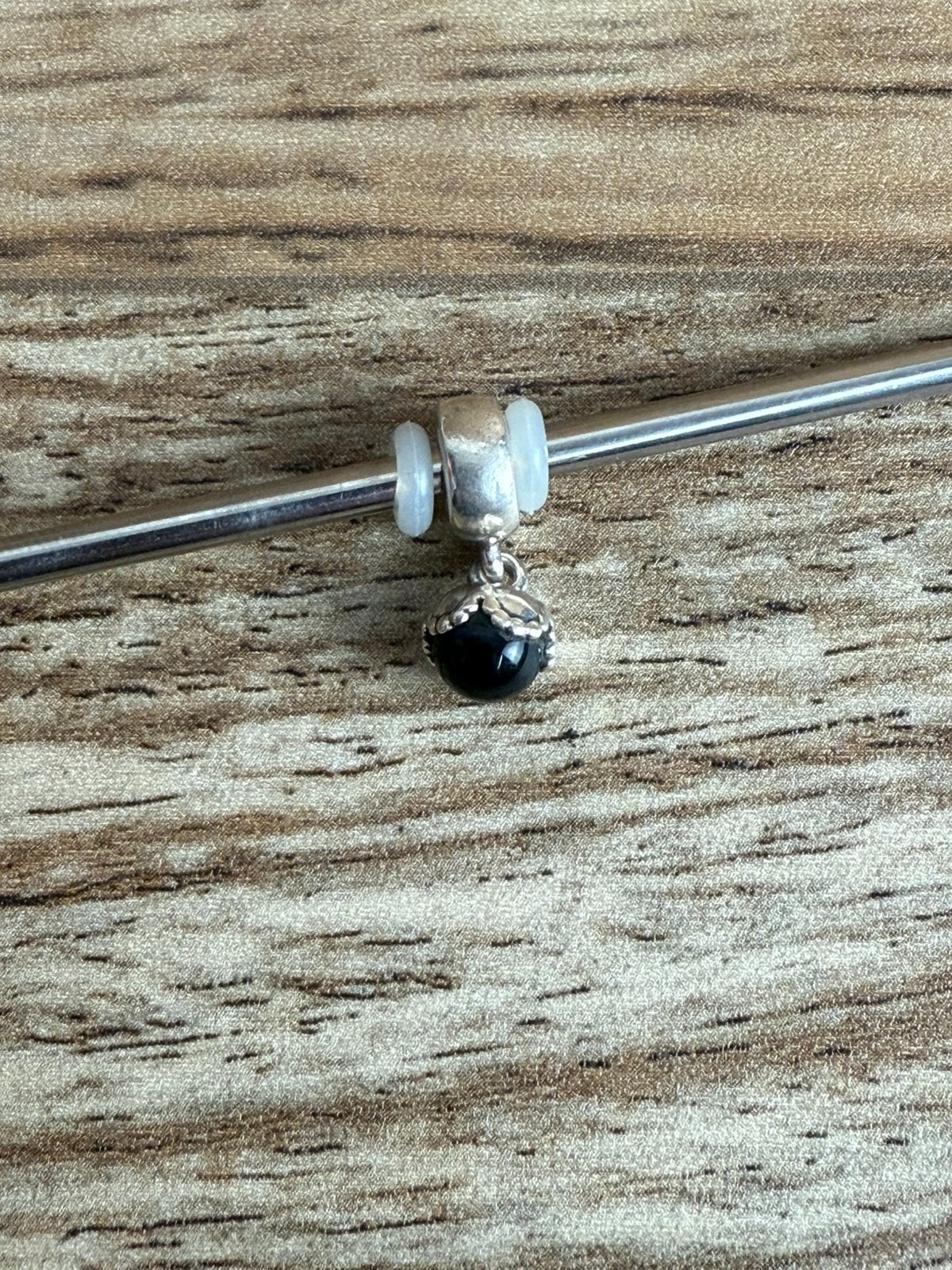 Pandora bedel hanger zwart zilver, Ophalen of Verzenden, Zo goed als nieuw, Zilver, Pandora
