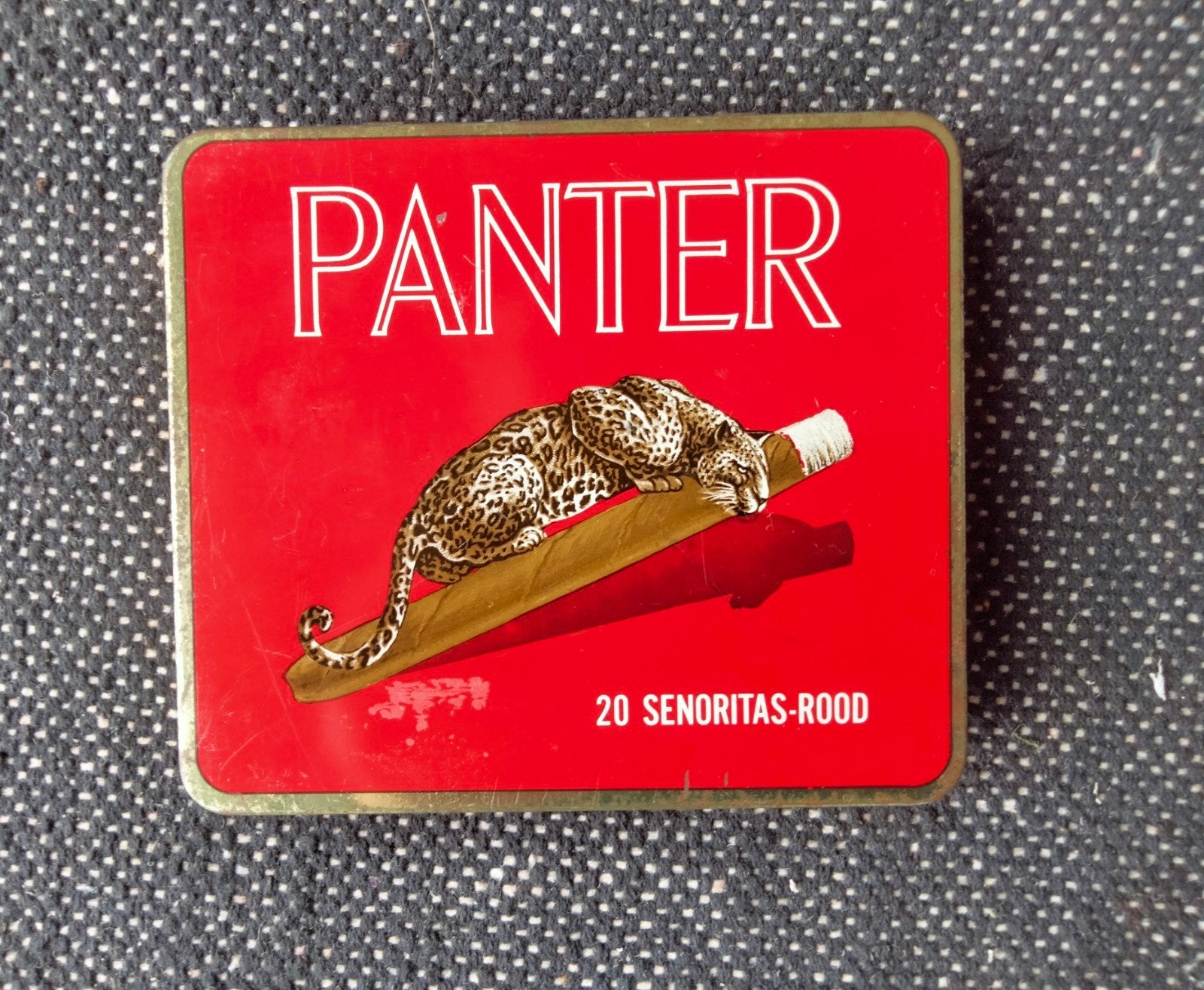 Vintage Panter Sigaren Blik - 20 Senoritas-Rood, Ophalen of Verzenden, Gebruikt, Overige, Overige merken