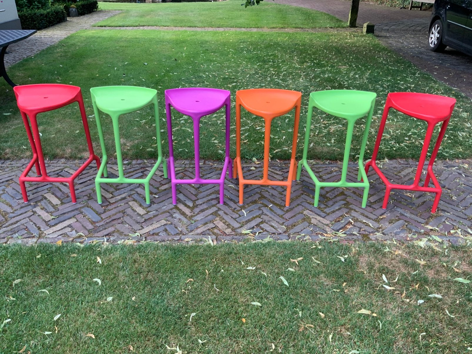 Pedrali Happy 6 stuks design krukken barkrukken div kleuren, Huis en Inrichting, Barkrukken, Ophalen, Kunststof, 5 krukken of meer