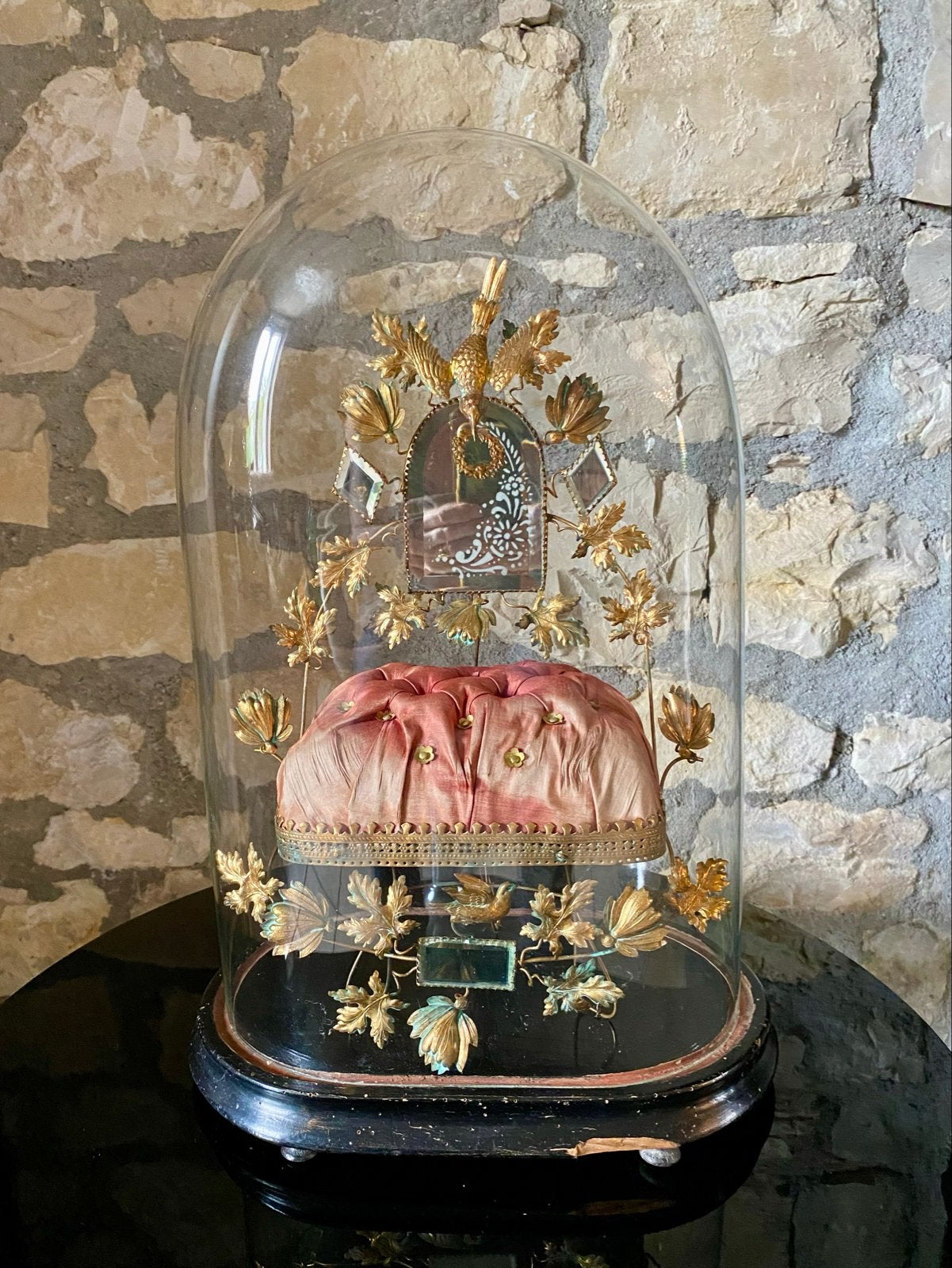 Antieke Franse Globe de Mariée met kussen en spiegel, Antiek en Kunst, Ophalen