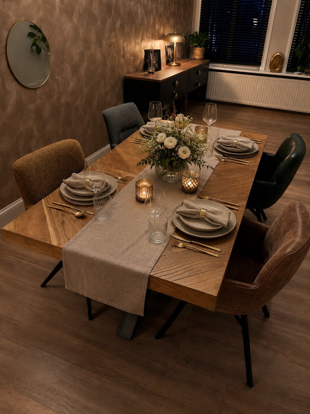6-pers. Eiken Houten Eettafel, Ophalen, Gebruikt, 4 tot 6 stoelen