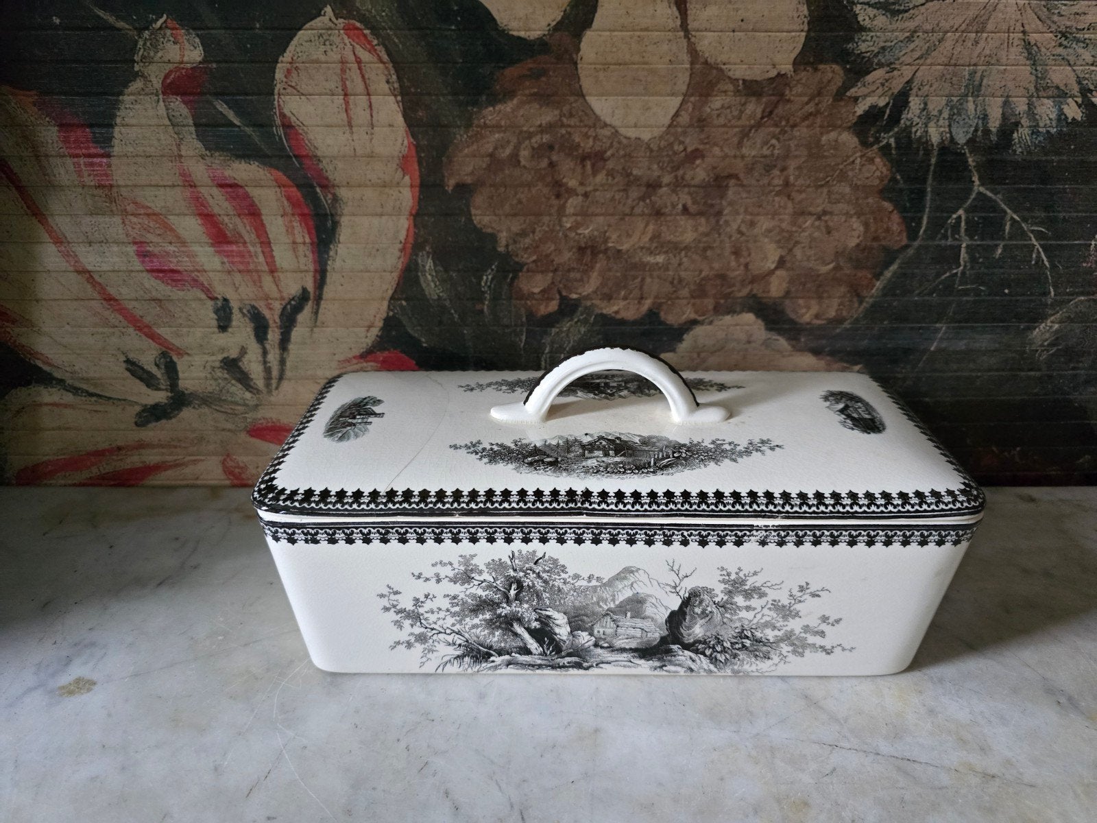 antiek porseleinen cakedoos Villeroy&boch, Antiek en Kunst, Ophalen of Verzenden
