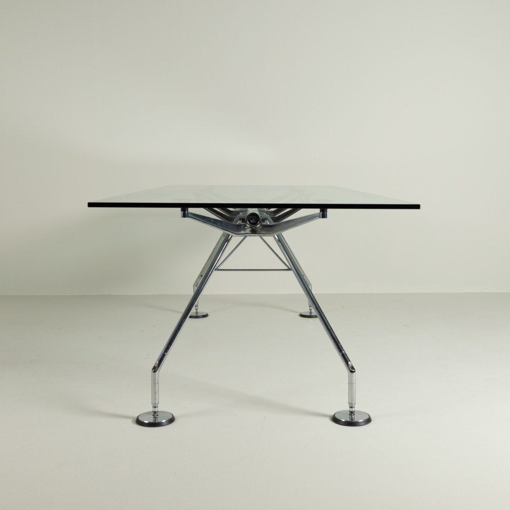 Tecno Nomos Tafel Glas - Chroom, Tecno, Zo goed als nieuw, Niet ingevuld, Niet ingevuld