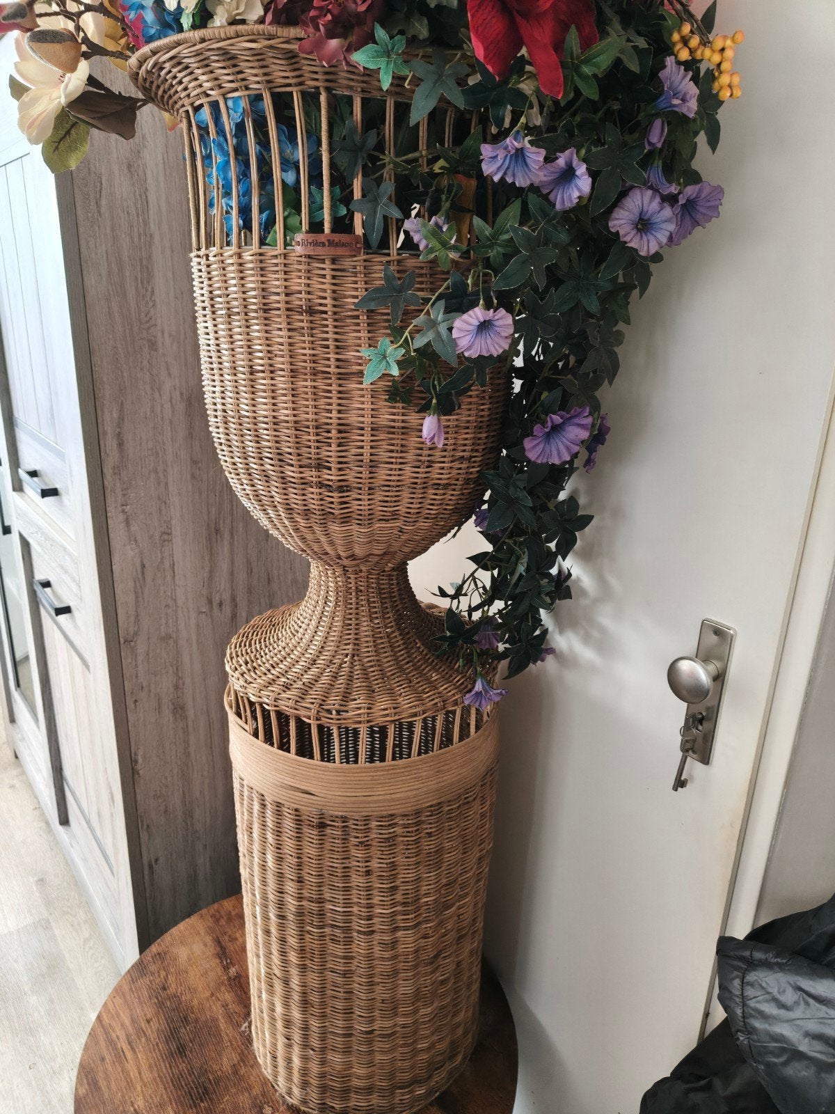 Riviera Maison Bloemenzuil XXL, Ophalen, Natuurlijk materiaal, Bruin, Landelijk