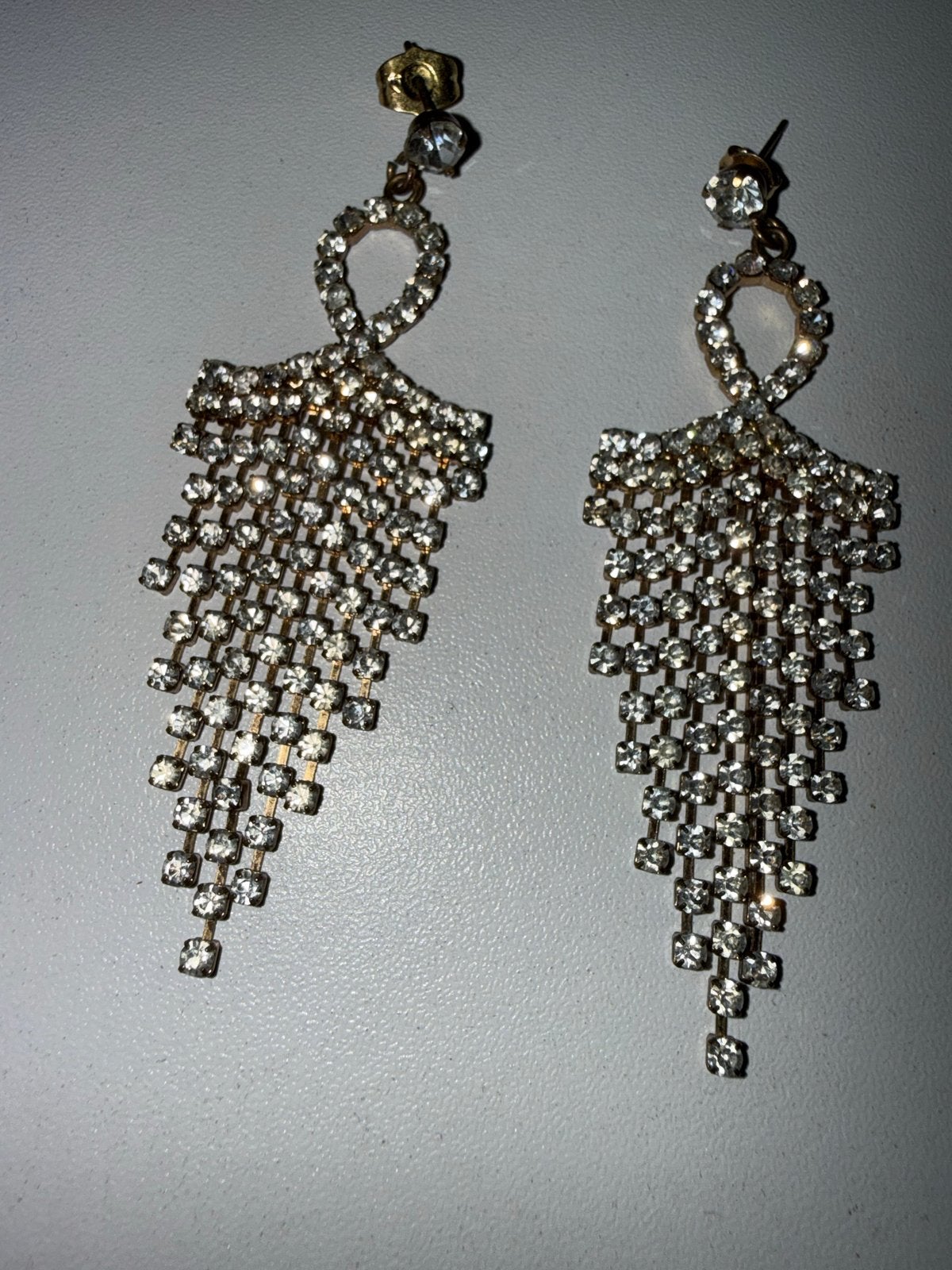 Antieke Vintage Strass Oorbellen - Verguld Goud, Ophalen of Verzenden, Goud, Oorbellen, Verguld