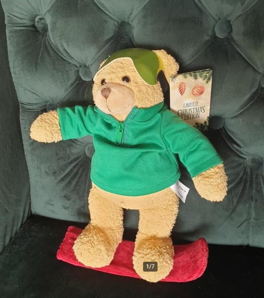 Freddy The Teddy op snowboard Limited Edition Kerst 2404, -, -, Overige typen, Ophalen of Verzenden