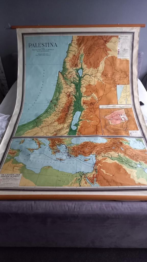 Oude Schoolkaart Palestina, Prof.Dr. F.M.Th. Böhl, G. Meima en Dr. A. van Deursen, Overige gebieden, Landkaart, 1800 tot 2000