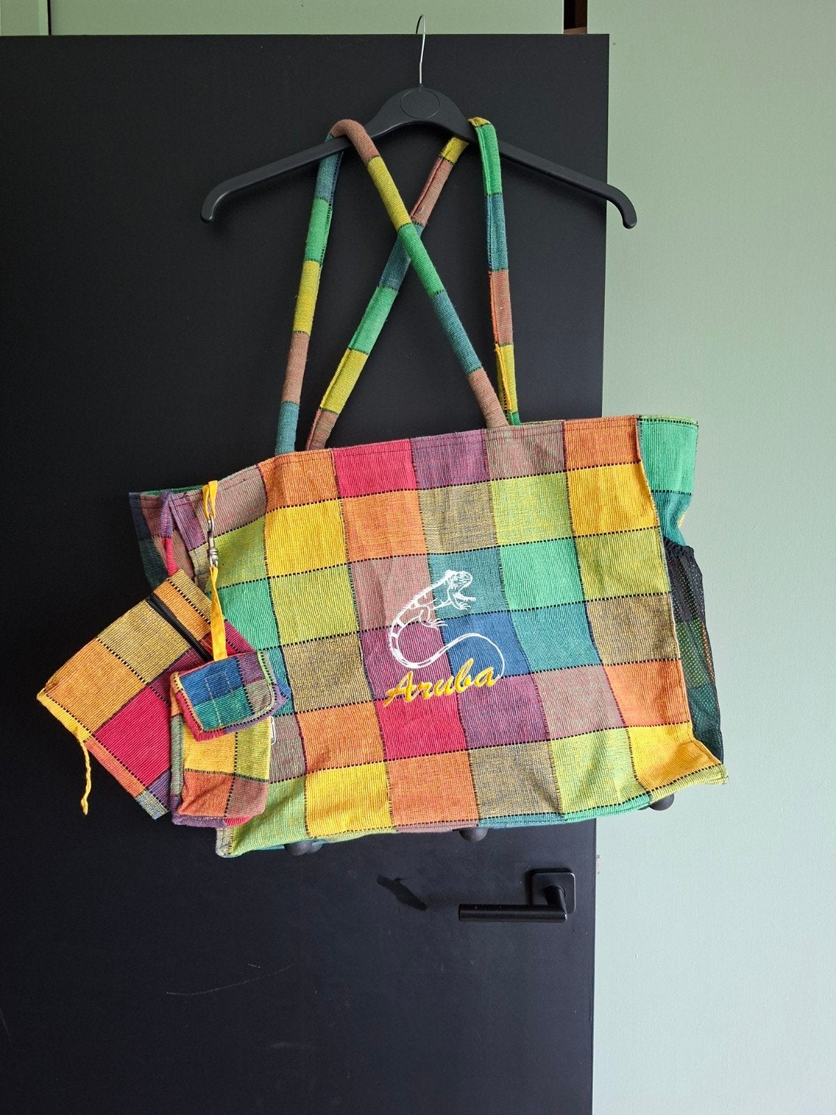 Kleurrijke Aruba Shopper met bijpassende tasjes, Ophalen of Verzenden, Zo goed als nieuw, Overige kleuren, Shopper