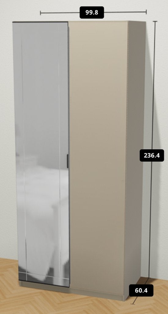 IKEA PAX kledingkast systeem grijs beige met spiegeldeur, Ophalen, PAX, Met deur(en), 200 cm of meer