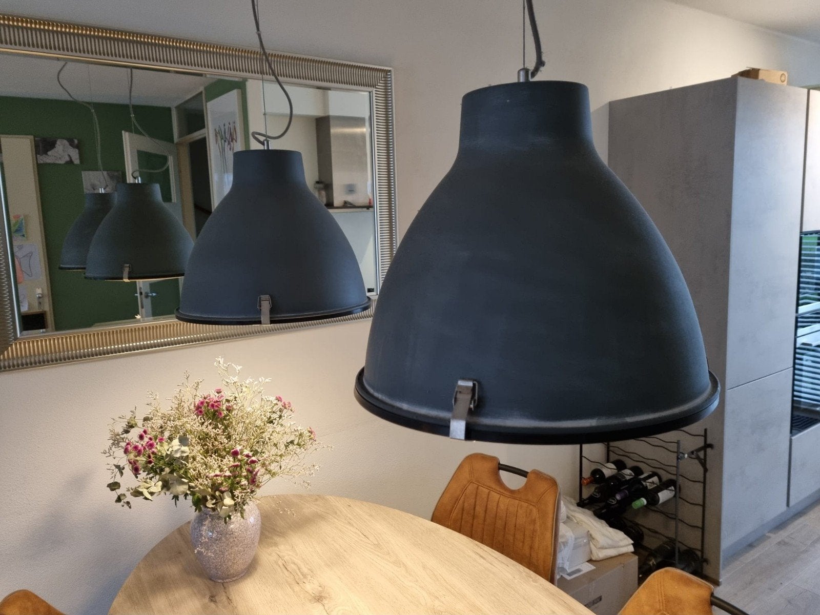 Grote industriële hanglampen (2 stuks), Huis en Inrichting, Lampen | Hanglampen, Gebruikt, Metaal, E27 (groot), Ophalen of Verzenden