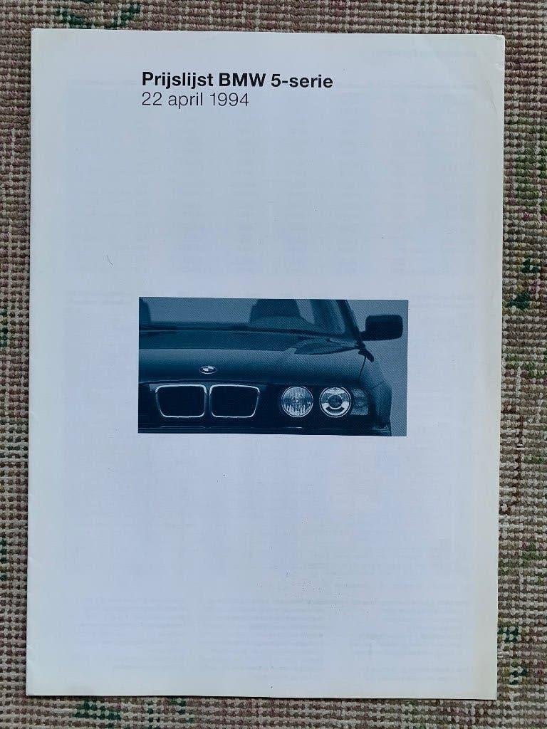 Nederlandse prijslijst BMW 5 serie E34 sedan en touring 1994, Nieuw, Ophalen of Verzenden, BMW, BMW
