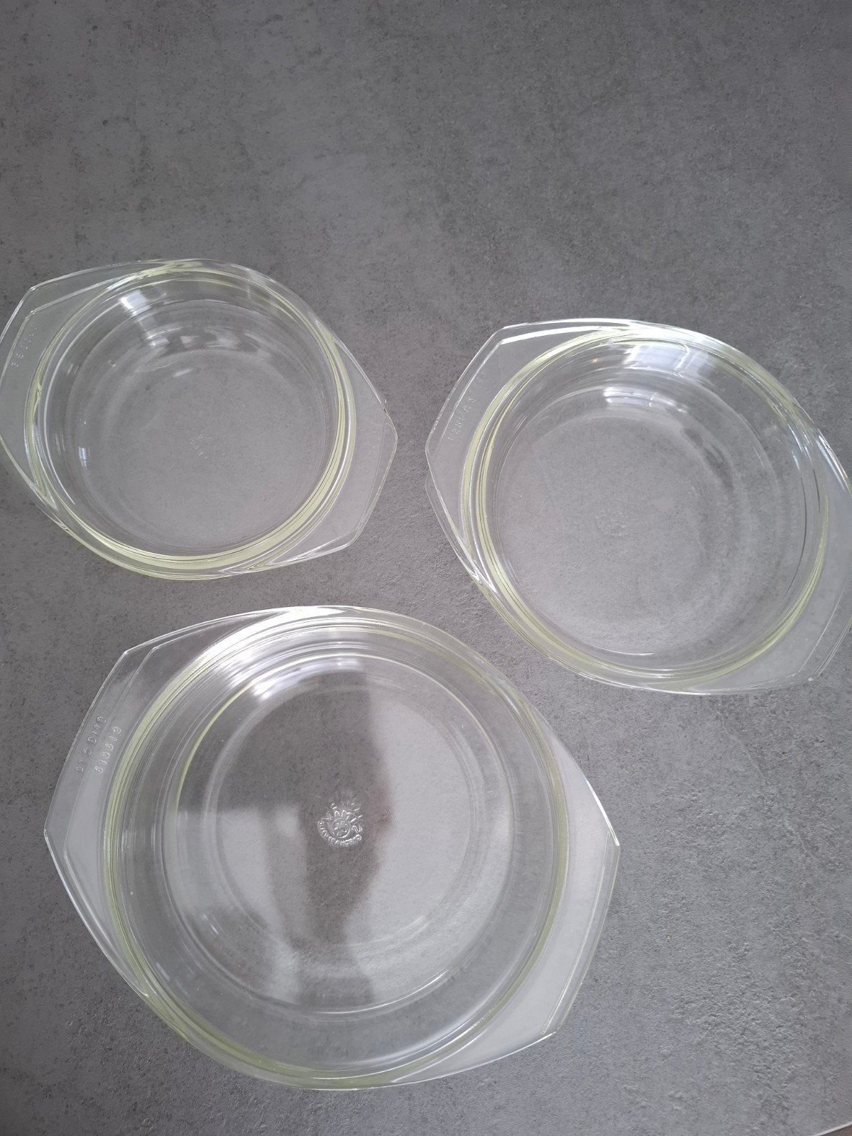 3 glazen ovenschalen met deksel, Ophalen, Gebruikt, Overige merken, Overige stijlen