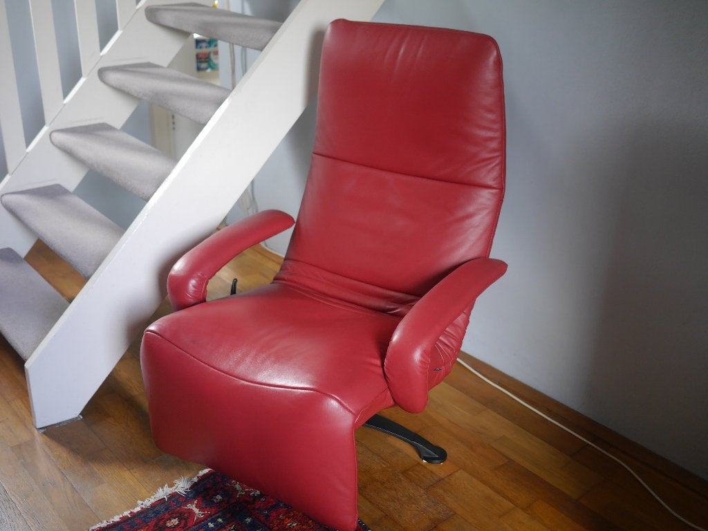 jori yoga fauteuil, rood leder (verlaagd in prijs), Jori yoga, Ophalen of Verzenden, Zo goed als nieuw, 50 tot 75 cm