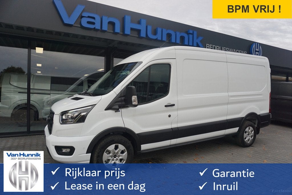 Ford Transit 350L L3H2 Limited AUT-10 RWD 165PK BPM VRIJ 3.5, Auto's, Bestelauto's, Achterwielaandrijving, 4 cilinders, Wit, Bedrijf