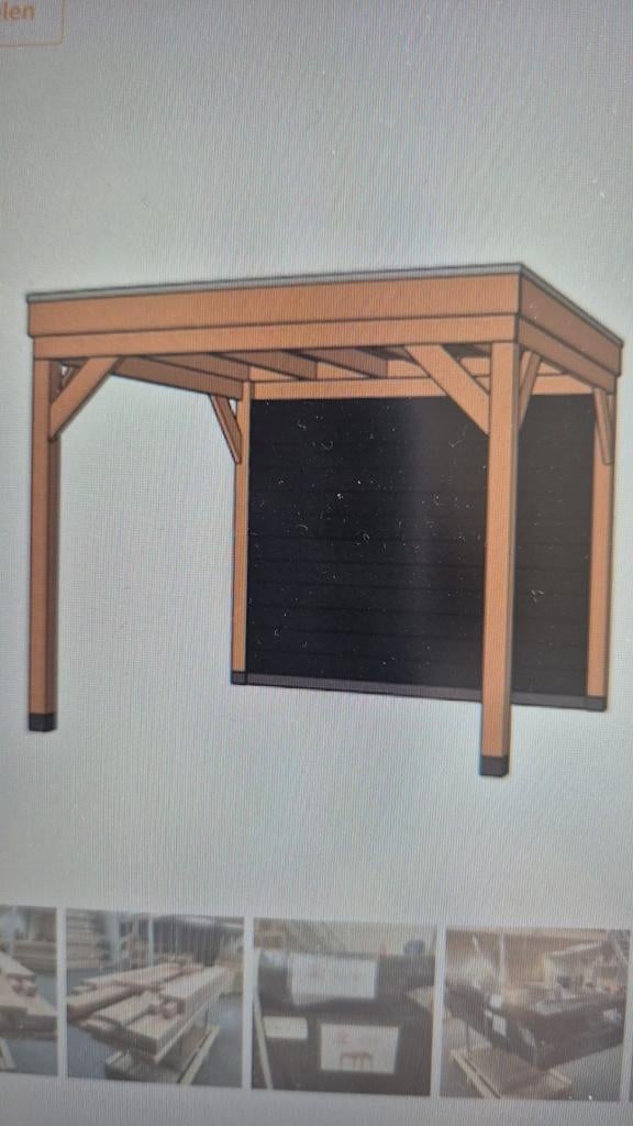 GERESERVEERD.  Douglas overkapping 300x300cm met achterwand, Ophalen, Nieuw, Overige typen