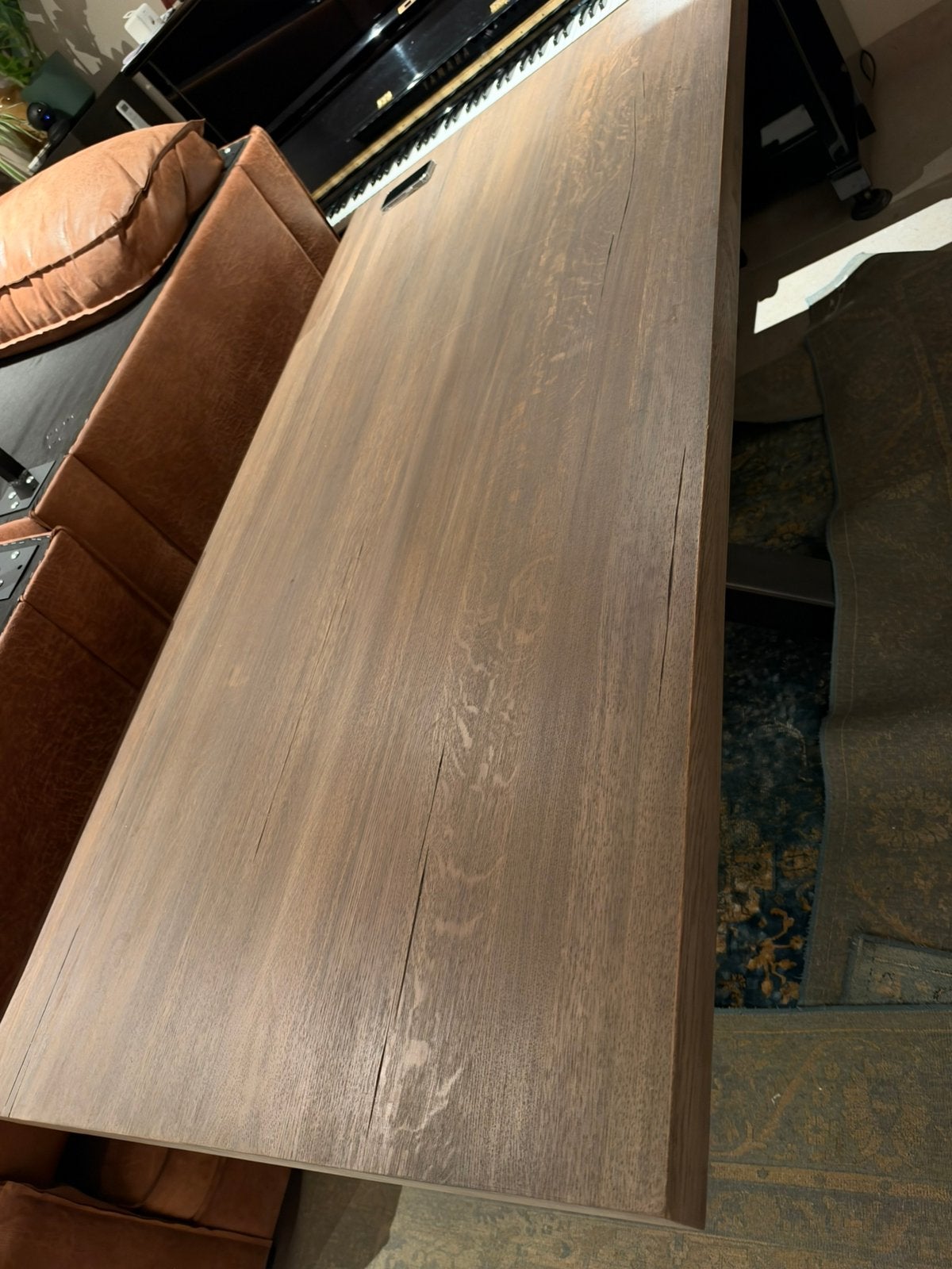 Prachtige grote eettafel op stalen poot, Ophalen, 100 tot 150 cm, 200 cm of meer, Zo goed als nieuw