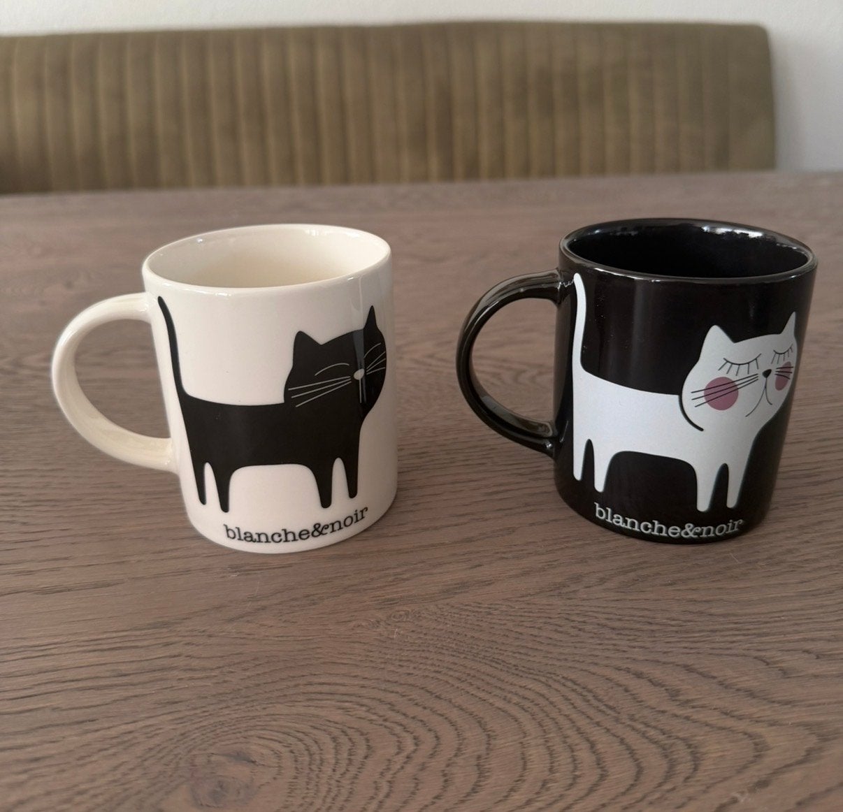 Set van 2 Blanche & Noir kattenmokken, Overige typen, Nieuw, Ophalen of Verzenden, Steen/keramiek