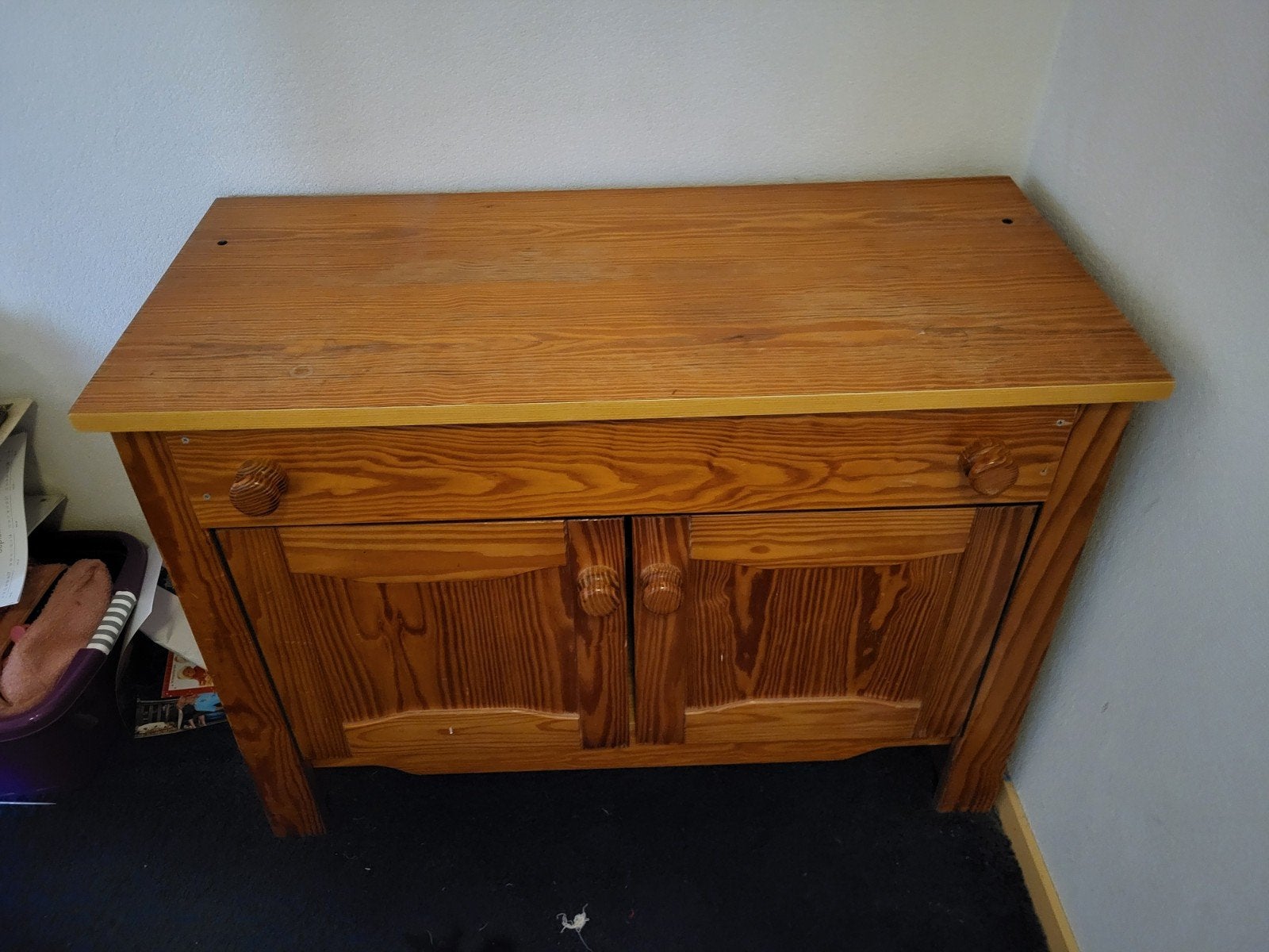 Houten commode met lade en deurtjes, Ophalen, Gebruikt, Met deur(en), 50 tot 100 cm