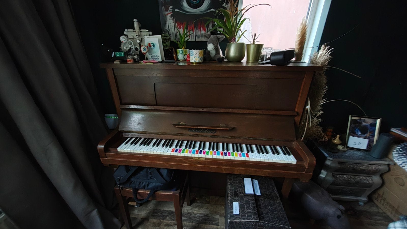 F. Adam piano, moet gestemd worden, z.s.m. ophalen, Ophalen, Gebruikt, Bruin, Piano