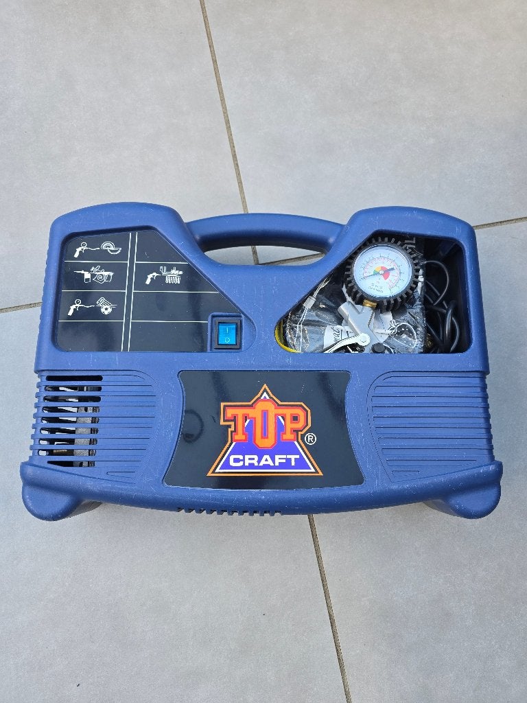 Topcraft compressor met toebehoren, Doe-het-zelf en Verbouw, Ophalen, Mobiel, Gebruikt, 6 tot 10 bar