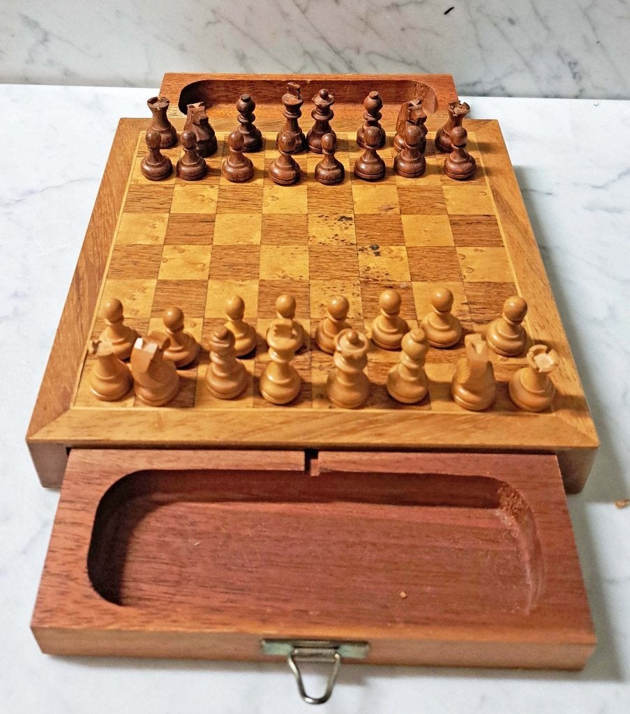Schaakspel vintage reisset, Gebruikt, Een of twee spelers, Onbekend, Ophalen of Verzenden
