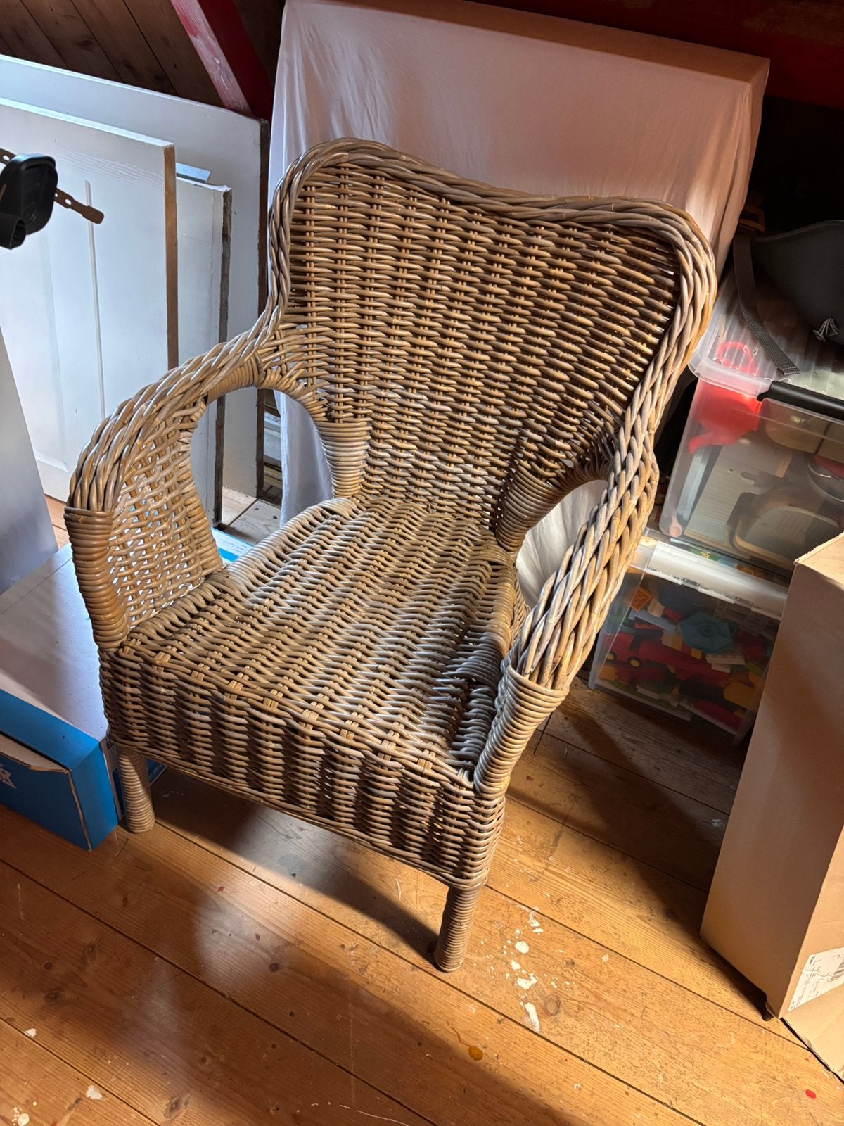 Rieten stoel, Ophalen of Verzenden, Zo goed als nieuw, Minder dan 75 cm, 50 tot 75 cm