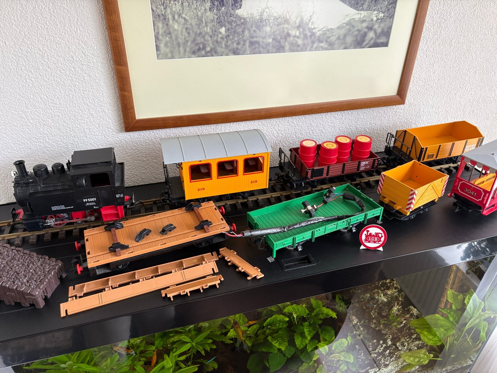 Grote LGB Treinset met Locomotief, Wagons en Rails, Gelijkstroom, Ophalen of Verzenden, LGB, Analoog