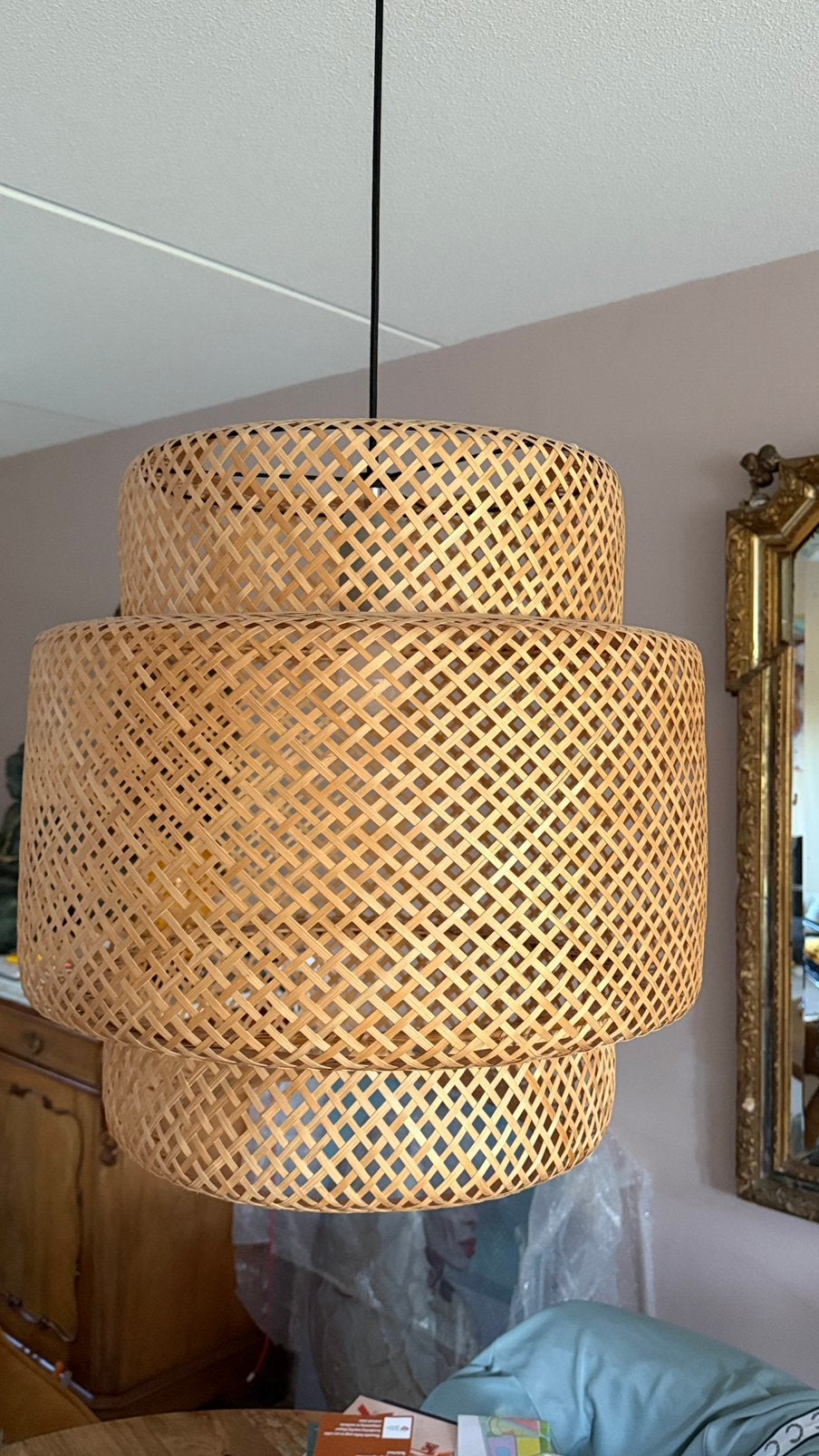 IKEA SINNERLIG bamboe hanglamp ., Huis en Inrichting, Ophalen, Zo goed als nieuw