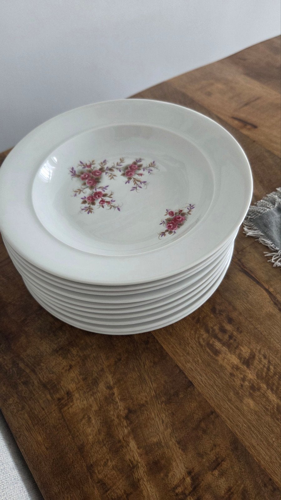 Royal Schwabap diepe borden met bloemmotief - 8 stuks, Ophalen, Gebruikt, Overige merken, Vintage
