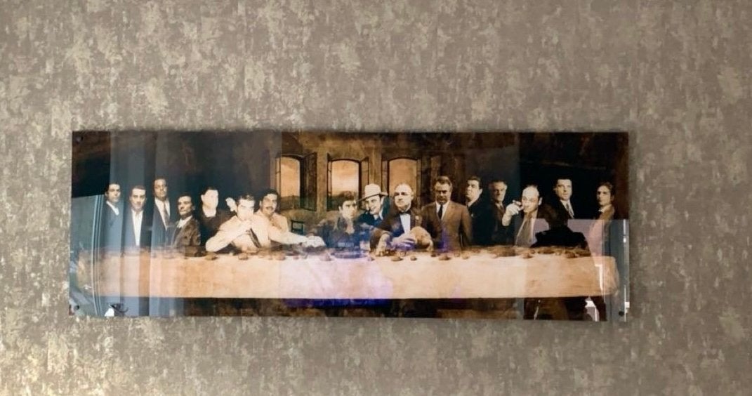 Plexiglas schilderij maffia’s laatste avondmaal, Ophalen of Verzenden, Zo goed als nieuw, Schilderij