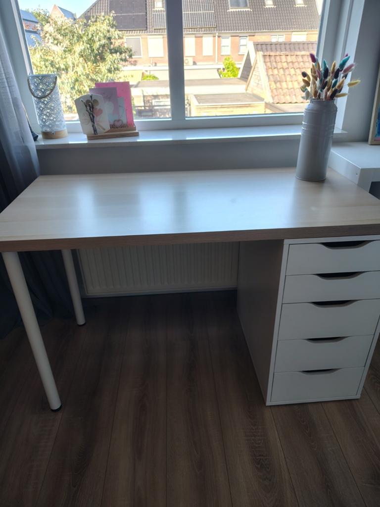 IKEA bureau met ladenkastje - 120x60 cm, Huis en Inrichting, Bureaus, Ophalen, Met lades, Gebruikt, Spaanplaat of MDF