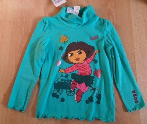 NIEUW: Katoenen colshirtje met Dora maat 116 van C&A, Ophalen of Verzenden, Nieuw, Meisje, Shirt of Longsleeve