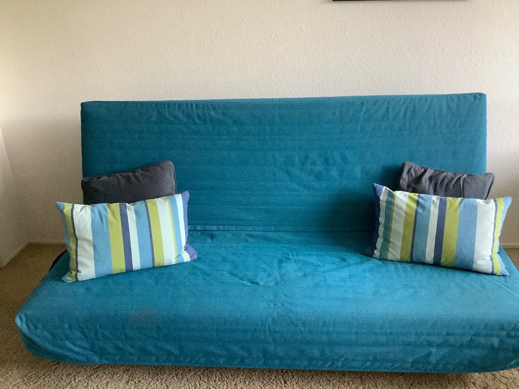 Slaapbank en meer, Huis en Inrichting, Slaapkamer | Slaapbanken, Ophalen, Blauw, Tweepersoons, 140 cm