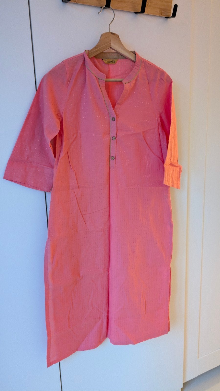 Indian kurta - Roze tuniek/jurk met knoopjes - Maat M, Zo goed als nieuw, Roze, Boven de knie, Ophalen