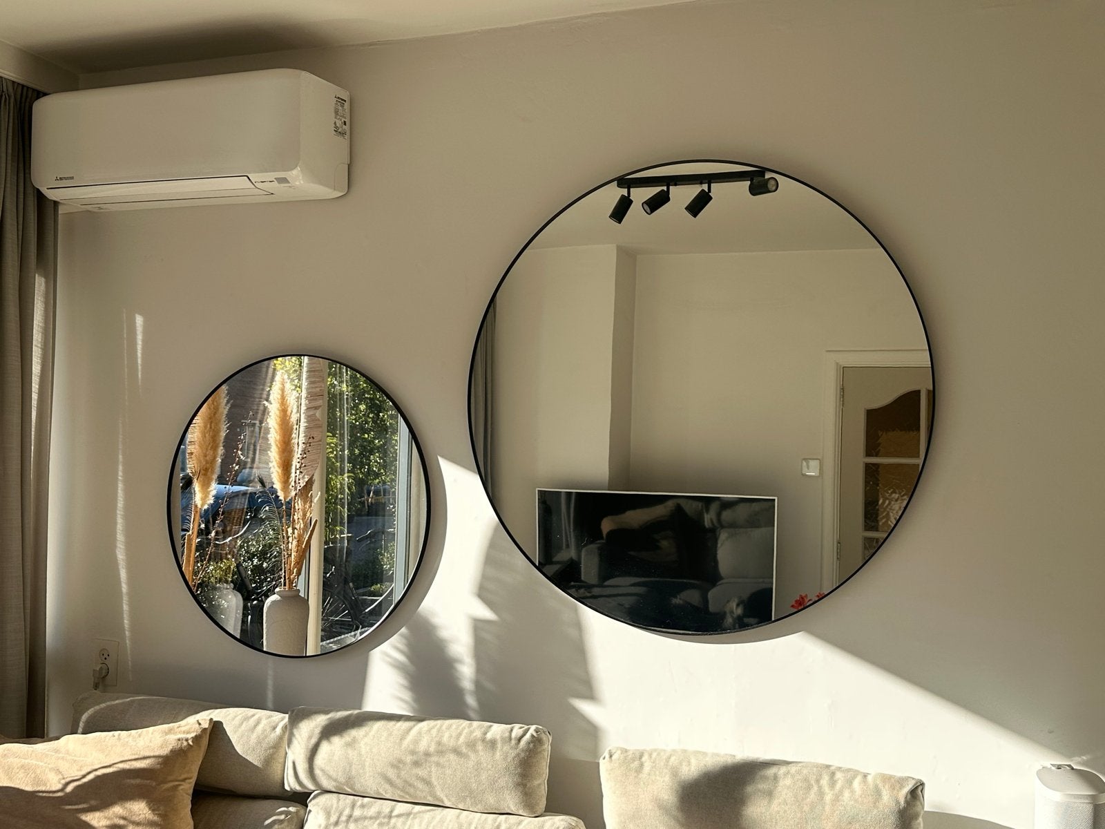 IKEA LINDBYN spiegel - Rond (2 stuks), Ophalen, Zo goed als nieuw, Rond