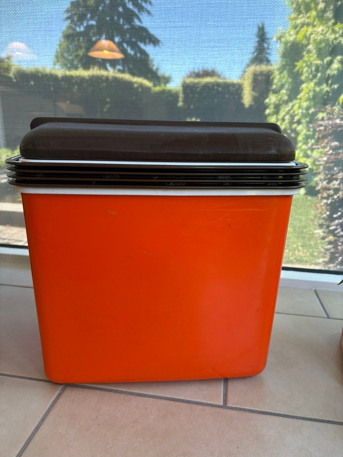 Jaren 70 Curver koelbox oranje/bruin, Ophalen of Verzenden, Gebruikt, Koelbox, Koelelement
