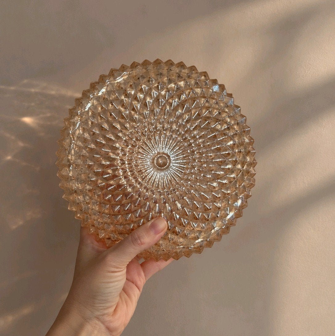 Vintage plafondlamp | Plafonniere | Amberkleur, Ophalen of Verzenden