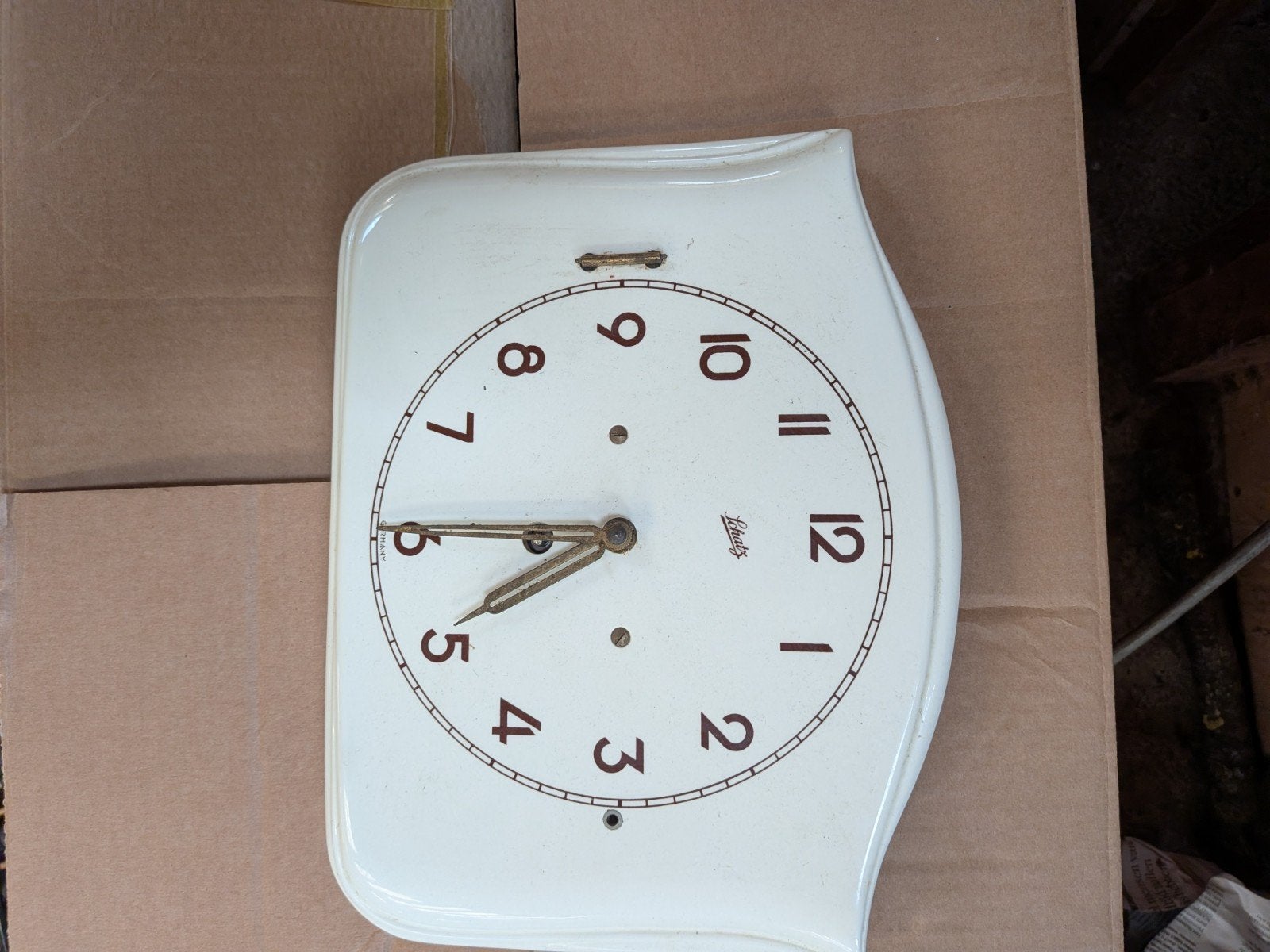 Vintage schatz wandklok - mist glas en sleutel, Ophalen of Verzenden