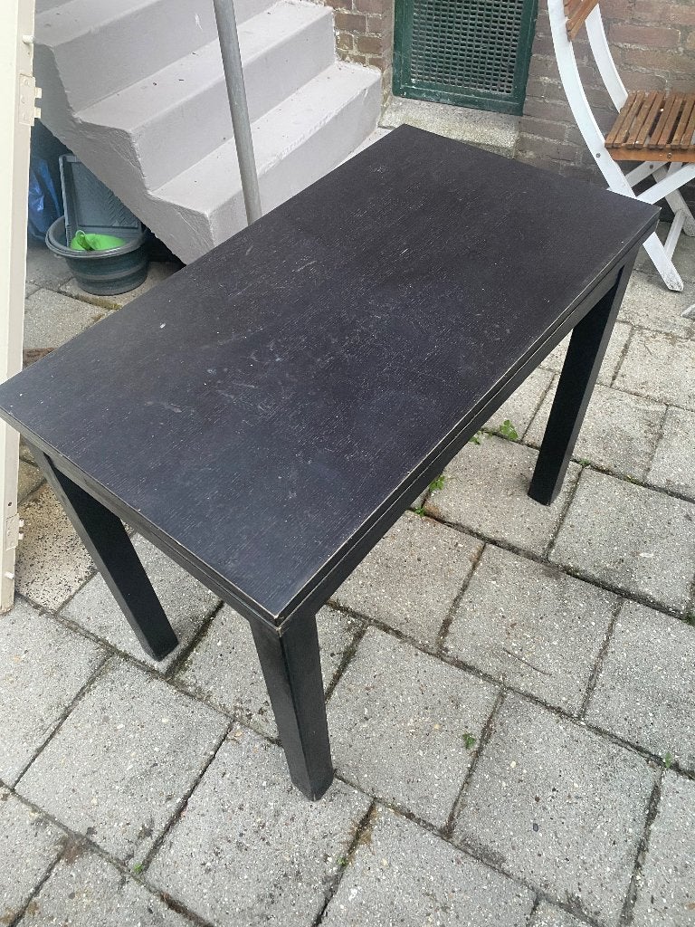 Zwarte uitschuifbare tafel, Ophalen, Gebruikt, 50 tot 100 cm, Tot twee personen