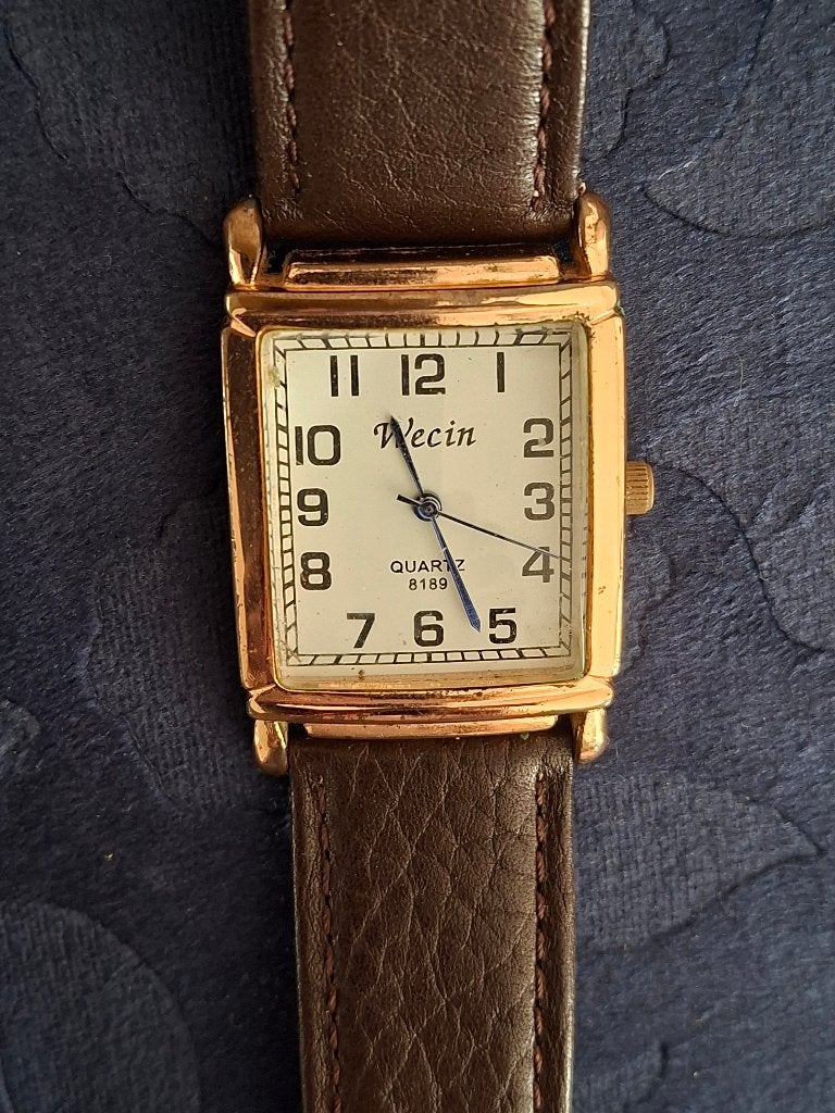 Horloge, merk WECIN, nieuw leren band + batterij, Sieraden, Tassen en Uiterlijk, Horloges | Heren, Ophalen of Verzenden, Gebruikt